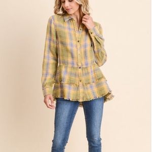 Peplum Style Plaid Shirt